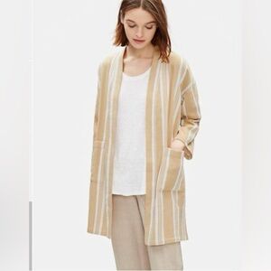 Eileen Fisher Petite Reed Striped Open Front Organic Cotton Blazer